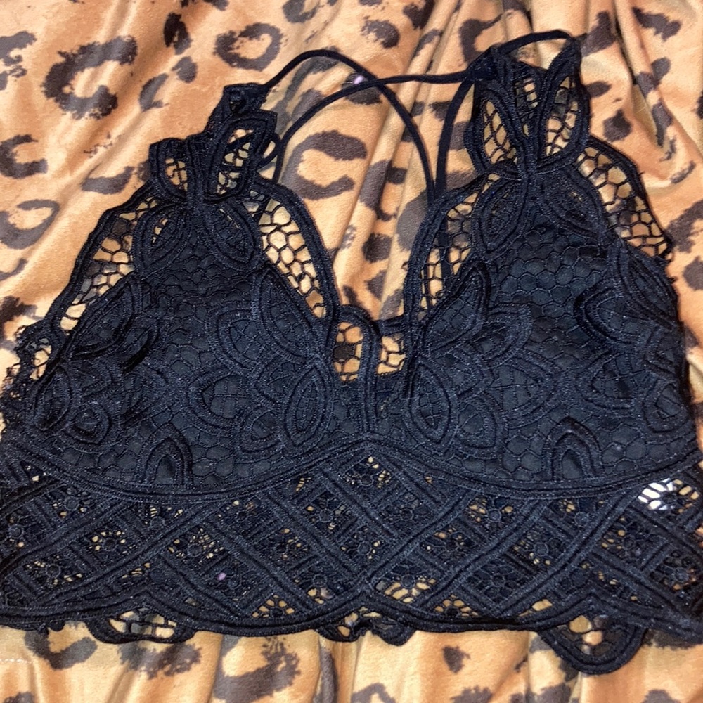 Black lace racer back bralette